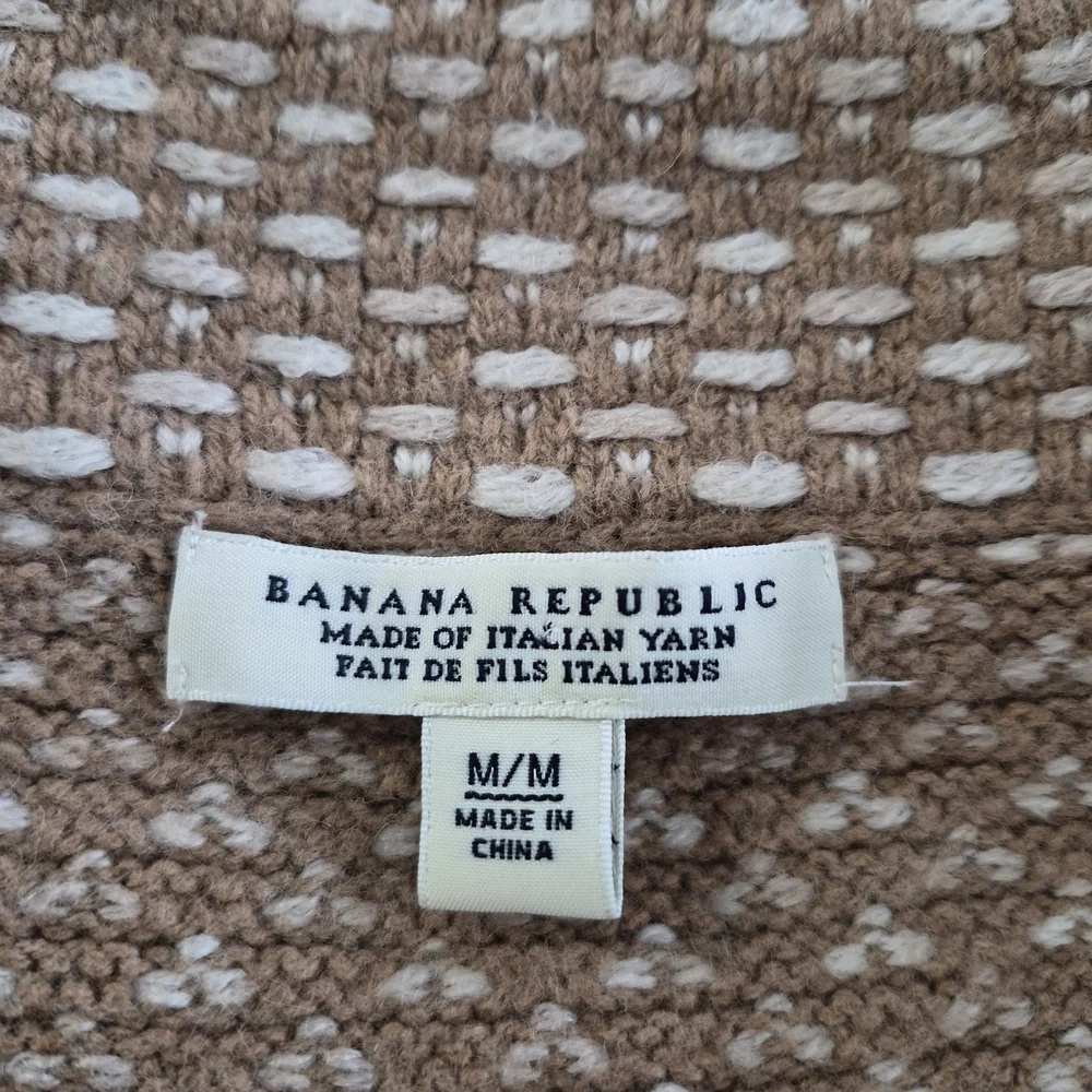 Banana Republic Italian Yarn Wool Cashmere M Cropped Cardigan Funnel Neck Office - Picture 14 of 14